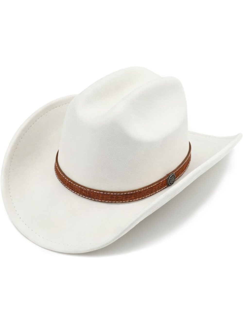 Kids Ivory Pull-On Western Costume Cowboy Hat with Brown Band